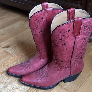 Red Western Heeled Boots